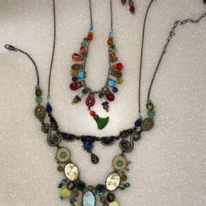 Artisan Ayala Bar lot 3 necklaces (1-very vtg) & 1 set earrings X
